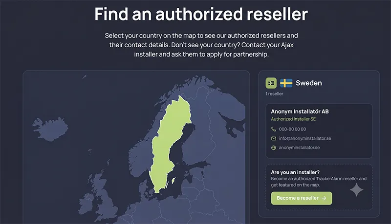 Find an Ajax Security system and TrackerAlarm Reseller GPS